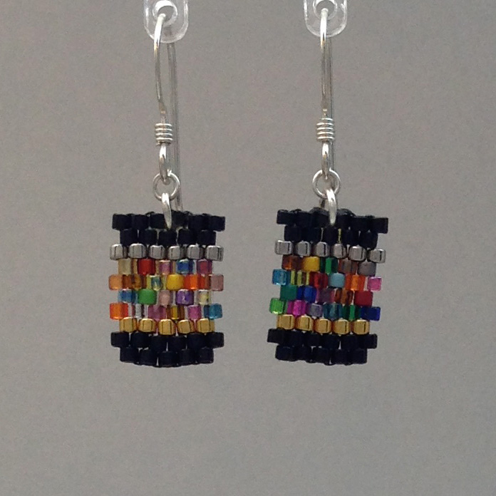 Short Black Confetti Earring